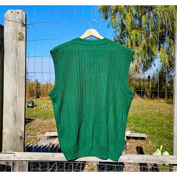 Vintage Haband for Her Green Button Up Sweater Vest XL - Picture 7 of 8